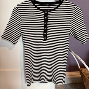 Anine Bing Black and White Striped Top
